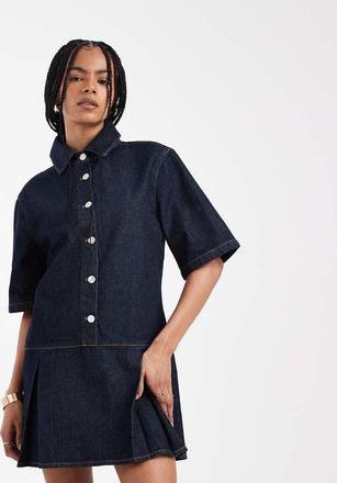 Asos Vestito corto indaco con vita scesa-Blu