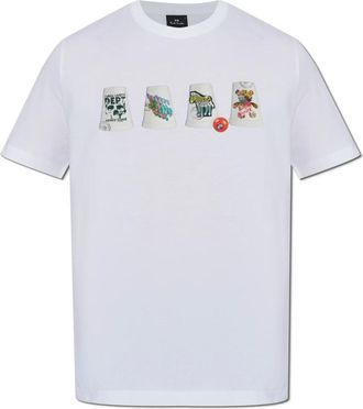 Paul Smith Tops, Heren, Wit, 2Xl, Katoen, T-shirt met kleurrijke print