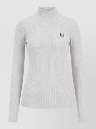 Maison Kitsun&eacute; fox patch ribbed jersey long sleeve top