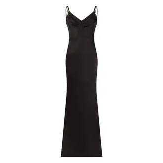 Elisabetta Franchi Party Dresses, female, Black, Size: M Long dress with V-neck