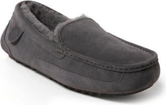 Dearfoams Fireside Melbourne Genuine Shearling Moccasin Slippers in Grey Solid at Nordstrom, Size 11