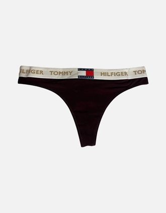 Tommy Hilfiger Womens Golden Heritage Thong, Burgundy - Black/Black - Size: 20/32in