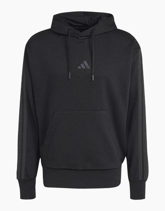 adidas Mens Mens Fleece 3 Stripes Hoodie - Black - Size: 34
