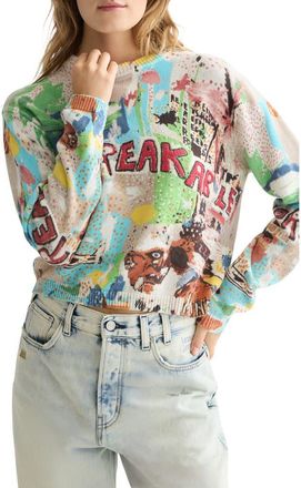 Scotch & Soda x Basquiat Embroidered Cotton Graphic Crewneck Sweater in Basquiat Unbreakable at Nordstrom, Size X-Large