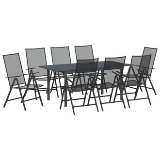 Berkfield Home 9 Piece Garden Dining Set Anthracite Steel in Dark Grey