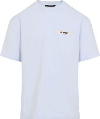 Jacquemus Light Blue Crew Neck T-Shirt With Subtle Branding