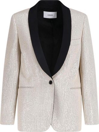 Lardini Cream Sequin Single-Breasted Blazer