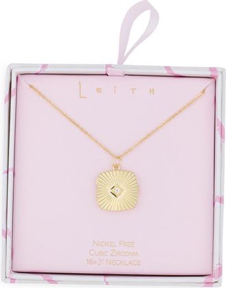 Leith Fluted Square Locket Necklace in Clear- Gold at Nordstrom Rack