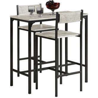 SoBuy Set Mesa Alta De Bar Y 2 Taburetes Con Respaldos Mesa De Comedor De Estilo Industrial Es L89cm X D45cm X H87cmogt03-hg Sobuy Es