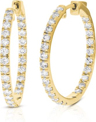 Vir Jewels 2 cttw Round Cut Lab Grown Diamond Hoop Earrings in.925 Sterling Silver Prong Set 3/4 Inch