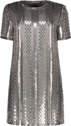 Alberta Ferretti Sprankelende Sequin Mini-Jurk - Dames - Korte kleedjes - Grijs - XS - Rayon - Kleedjes