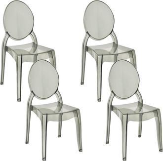 Beliani Set di 4 Sedie in Materiale Sintetico Nero Trasparente Senza Braccioli Merton