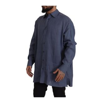 Dolce & Gabbana Heren, Overhemden, Blauw, Maat: XL Linnen