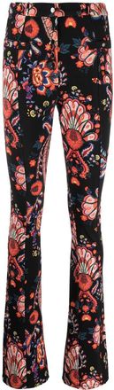 Paco Rabanne floral print high-waisted trousers - women - Viscose/Elastane/Polyamide/Cotton/Elastane - 36 - Black