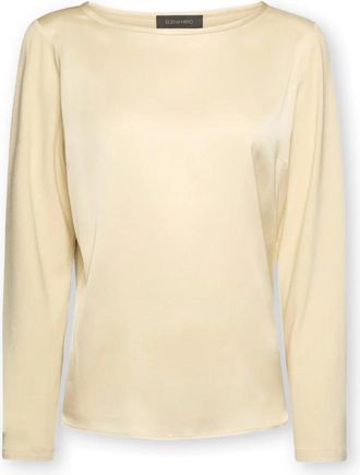 Elena Miro T-Shirts - Dames - Longsleeves - Beige - S - Satijn - Tops