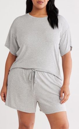 Nordstrom Moonlight Eco Easy Rib Short Pajamas in Grey Heather at Nordstrom, Size 2X