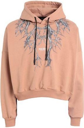 Phobia Archive TERRACOTTA CROP HOODIE WITH GREY LIGHTNING