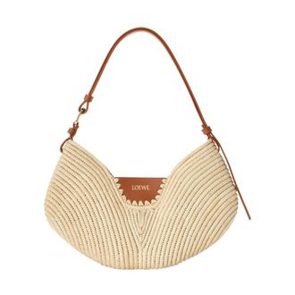 Loewe Tassen, Dames, Beige, ONE Size, Leer, Mandtas van Raffia en Kalfsleer