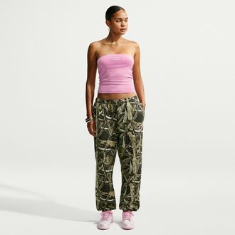 Nike Womens Studio Fleece Medium Weight High-Rise Oversized Cuffed Pants in Green | IV7397-303