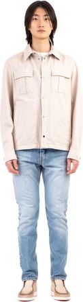 Herno Cotton-Linen Blend Overshirt with Snap Button Closure