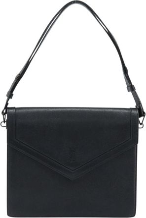 Saint Laurent Vintage Handbag Leather Black Leather Handbag (Pre-Owned)