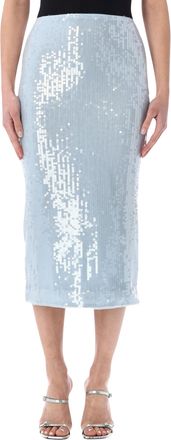 Rotate Sequined Fitted Back Zipper Midi Skirt