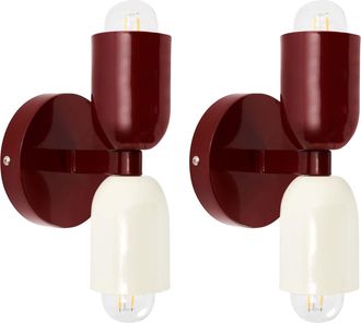 Beliani Set Di 2 Lampade Da Parete A Due Luci Rosso Topi