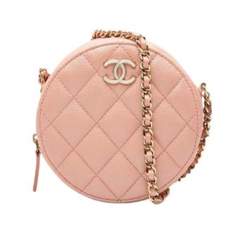 Chanel Pre-owned Quilted Caviar Leather Crossbody Bag - Dames - Pre-owned - Roze - Maat: ONE Size Leer