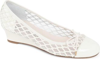 Paul Mayer Attitudes Cap Toe Wedge Pump in Pearl at Nordstrom, Size 8