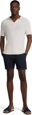 Onia Textured Cotton Johnny Collar Polo in Stone/white at Nordstrom, Size Large