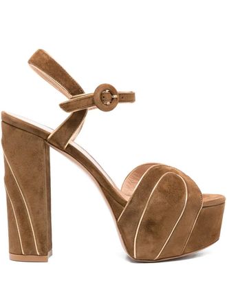 Gianvito Rossi Leren Bruine Sandalen