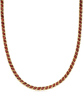 Ross-Simons Garnet Tennis Necklace in 18kt Yellow Gold Over Sterling Silver