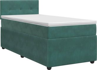vidaXL Cama Box Spring Con Colch&oacute;n Verde Oscuro 90 X 190 Cm Terciopelo Vidaxl