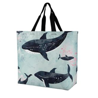 Generic Whale Tote Bag Reusable Carry Bag Durable Shopping Bags For Travel Daily Use Casual