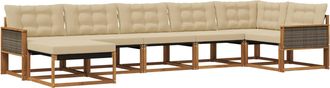 vidaXL Conjunto De Sof&aacute;s De Exterior 7 Uds. Natural Y Beige Vidaxl