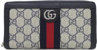 Gucci Beige Blue Gg Supreme Long Wallet (Bi-Fold) (Pre-Owned)