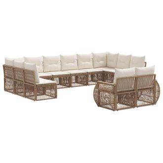 vidaXL Conjunto De Sof&aacute;s De Jard&iacute;n 12 Pcs Beige Y Blanco Crema Vidaxl