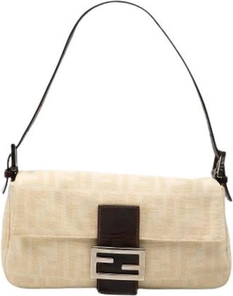 Fendi Pre-owned Shoulder Bags, female, Beige, Size: ONE SIZE Pre-owned Baguette