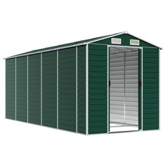 Berkfield Home Garden Shed Green 191x470x198 cm Galvanised Steel | Size: 191 x 470 x 198 cm
