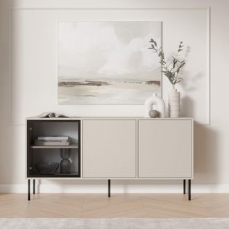 Dmora Aparador Conzano, 3 Estantes, Puerta Batiente, 3 Puertas, 150x40x75h Cm Beige