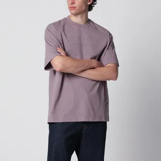 Stone Island T-shirt grigia viola con stampa Garment Dyed Graphics