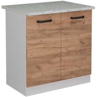 Vicco Armario Bajo Para Fregadero R-line, Roble Dorado, 80 Cm Et M&aacute;rmol