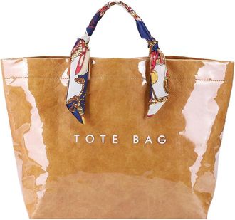 Generic PVC Tote Bag Shoulder Bag Top Handle Shopping Bag Hobo Bag for Women (Brown)