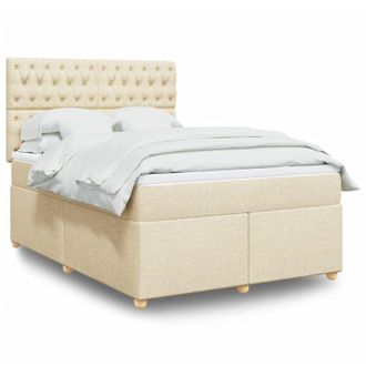 vidaXL Vidaxl - Cama Box Spring Con Colch&oacute;n Tela Color Crema 140x200 Cm