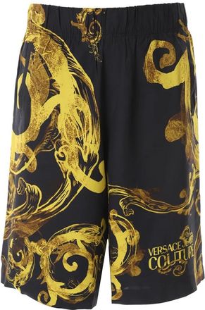 Versace Jeans Couture Waterverf Couture Shorts in Zwart Goud - Heren - Korte Broeken - Veelkleurig - XL - Korte Broeken