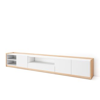 Skraut Home Skraut Home - Mueble Tv, Televisi&oacute;n, 310x37x50cm, Para Tv Hasta 80, Blanco Y Roble Soft