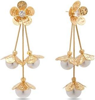 Eye Candy Los Angeles Silvia Flower Drop Earrings in Gold at Nordstrom Rack