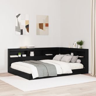 Berkfield Home Storage Headboard with Shelf Black oak 160 cm Engineered wood