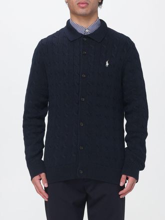 Polo Ralph Lauren Cardigan in Wool and Cashmere with Embroidered Pony Logo