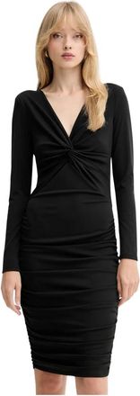Fracomina Twisted Ruched Dress - Dames - Korte kleedjes - Zwart - XS - Leer - Kleedjes